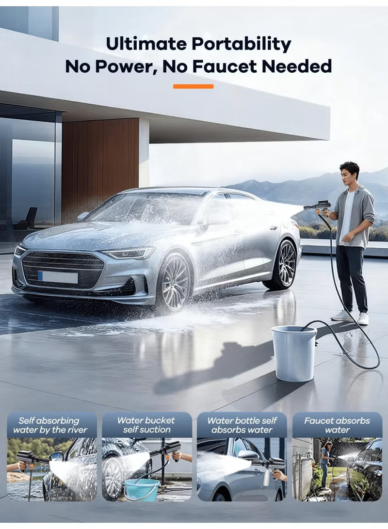 Silent Foldable Cordless Pressure Washer | 5-in-1 Multi-Function Nozzle with High-Pressure Jet | Ideal for Car Wash, Bike, Patio & Watering Garden