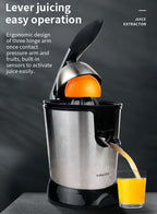 Electric Orange Juicer,Citrus Juicer Squeezer with Two Interchangeable Cones, Suitable for Orange, Lemon and Grapefruit, Brushed Stainless Steel, Easy to Clean and Use