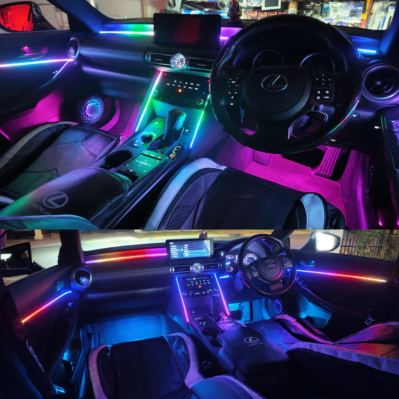 22-in-1 Car Ambient LED Kit | Full RGB Interior Lighting System with Smart Controller