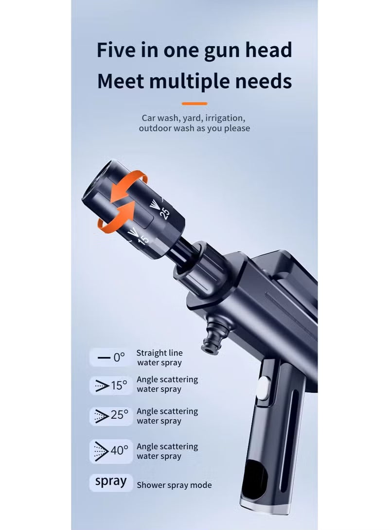 Silent Foldable Cordless Pressure Washer | 5-in-1 Multi-Function Nozzle with High-Pressure Jet | Ideal for Car Wash, Bike, Patio & Watering Garden
