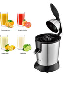Electric Orange Juicer,Citrus Juicer Squeezer with Two Interchangeable Cones, Suitable for Orange, Lemon and Grapefruit, Brushed Stainless Steel, Easy to Clean and Use