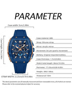 Men Watch Chronograph Analogue Sport Waterproof Running Stopwatch Tonneau Watches for Men Luminous Moon Phase Display Quartz Wrist Watch
